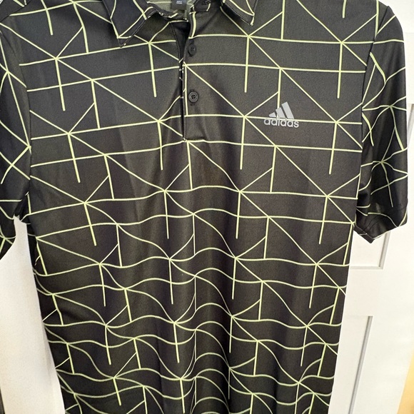 adidas Other - Adidas Men's Black and Green Patterned Polo